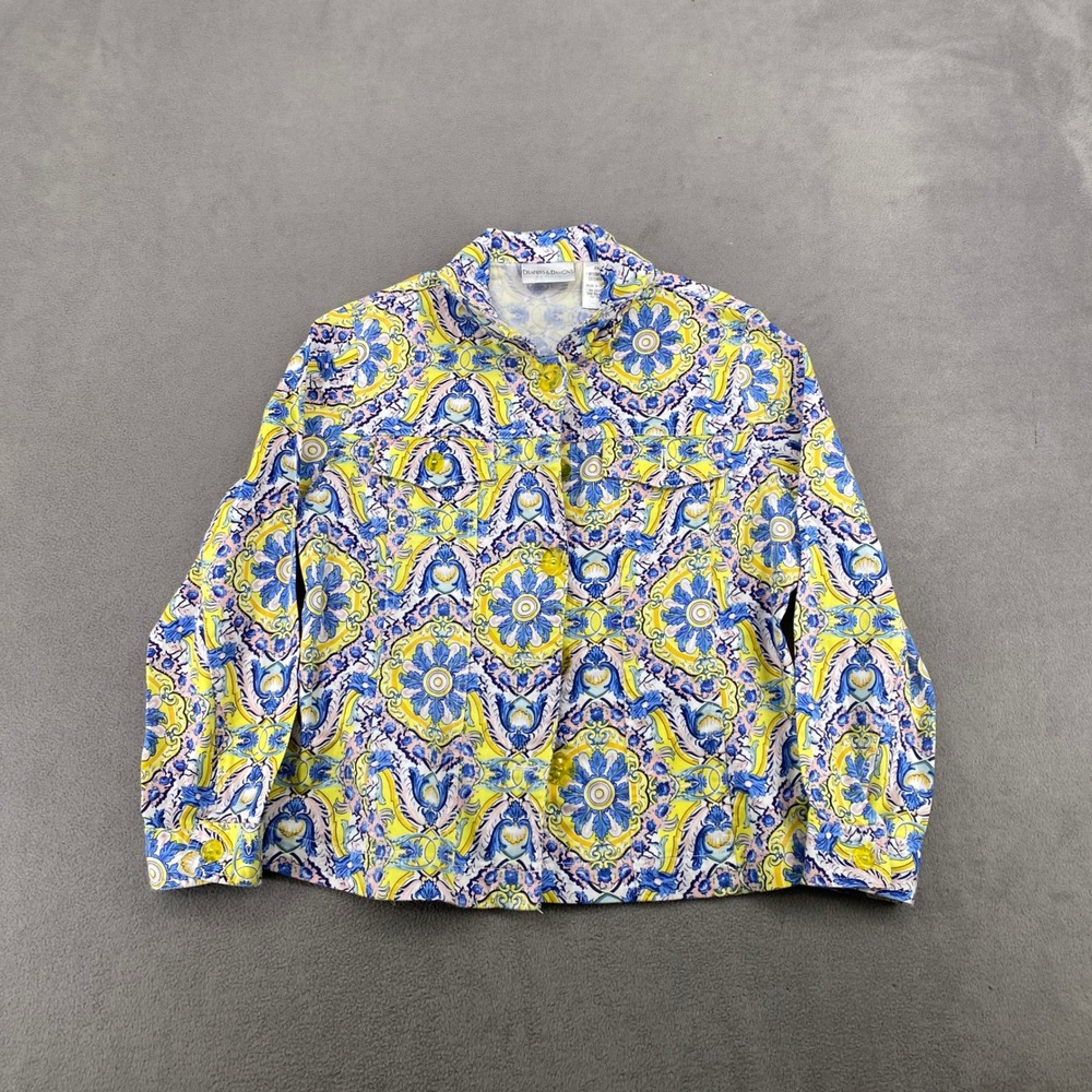 Drapers & Damons Petites Yellow Blue Medallion Print Cotton Blend Jacket PM